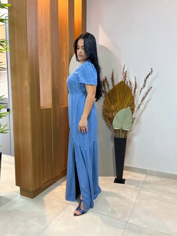 Vestido Longo Jeans com Fenda - Image 3