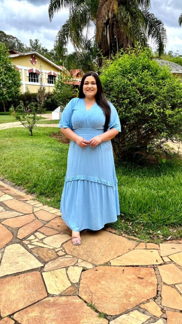 Vestido Longo Liso com Babado na Saia - Sol da Justiça