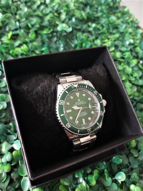 Relógio Masculino Rolex Prata com Verde Submariner - Image 2