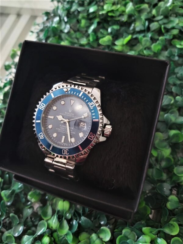 Relógio Masculino Rolex Prata com Azul  Submariner - Image 3