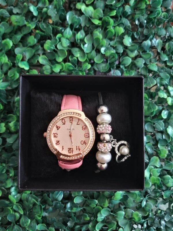 Kit de Relógio Feminino Salmão com Pulseira - Image 2