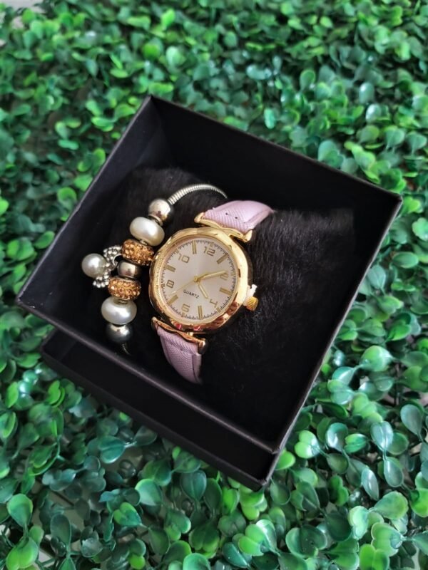Kit de Relógio Lilás Feminino com Pulseira