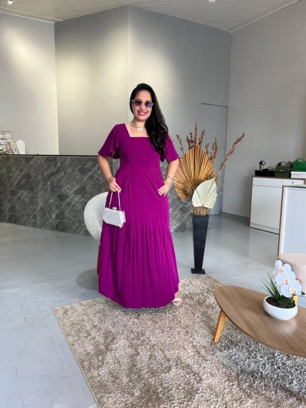 Vestido Longo Plus Fúcsia - Sol  da Justiça