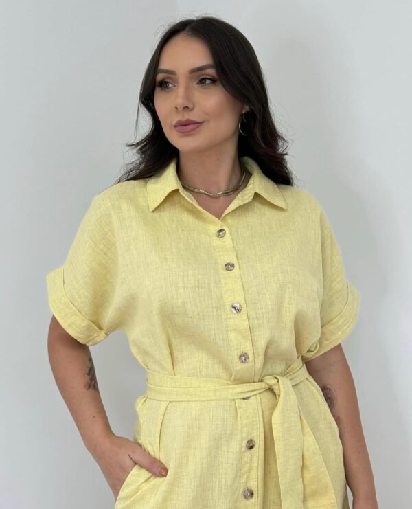 Chamise de Linho Amarela Longa - Effs Jeans - Image 3