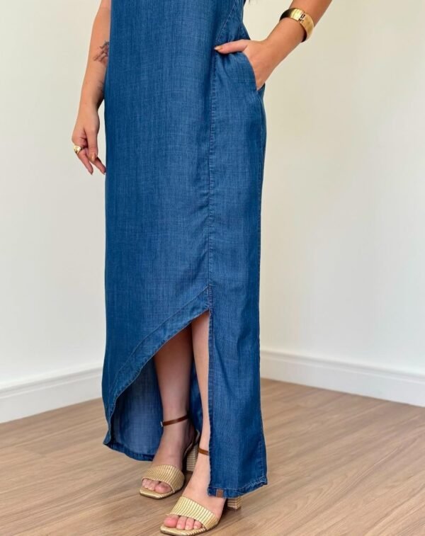 Vestido Jeans Midi com Fenda - Effs - Image 3