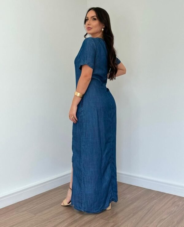 Vestido Jeans Midi com Fenda - Effs - Image 2