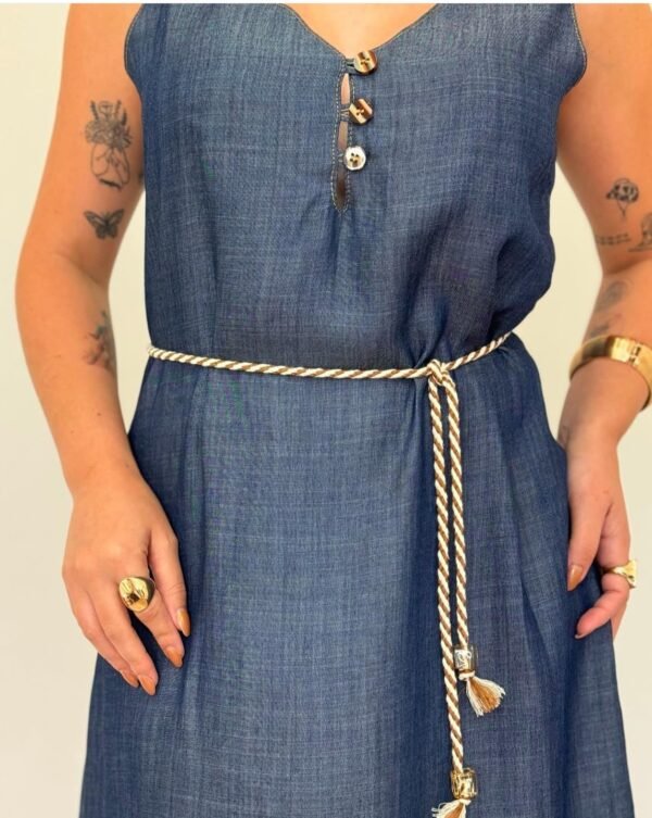 Vestido Jeans Regata Midi com Cinto cordão - Effs - Image 3