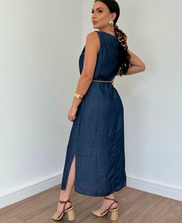 Vestido Jeans Regata Midi com Cinto cordão - Effs - Image 2
