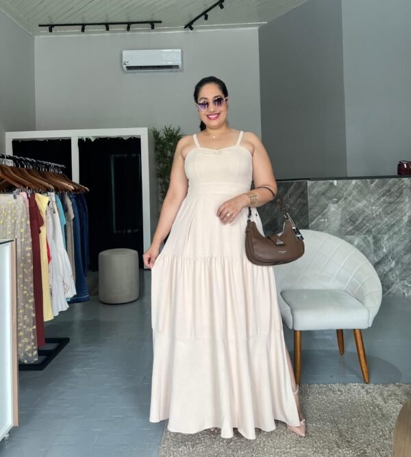 Vestido de Alça Longo com Franzido na Frente - Sol da Justiça