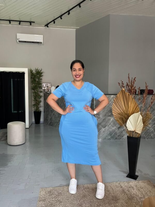 Vestido Midi Moletinho Gola em v - Image 5