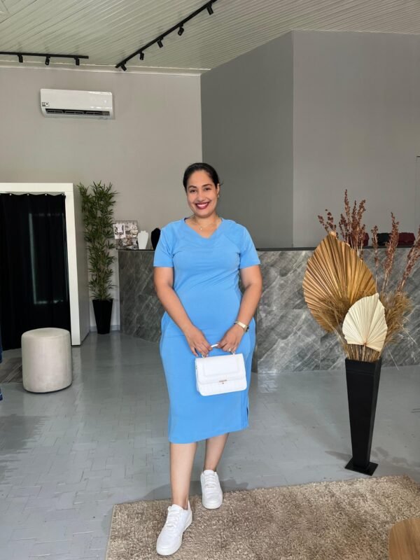 Vestido Midi Moletinho Gola em v - Image 4