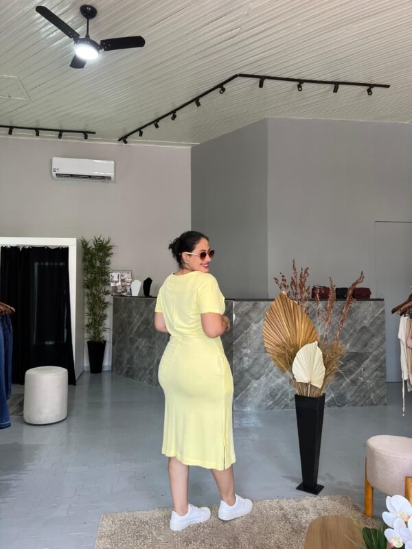 Vestido Midi Moletinho Gola em v - Image 2