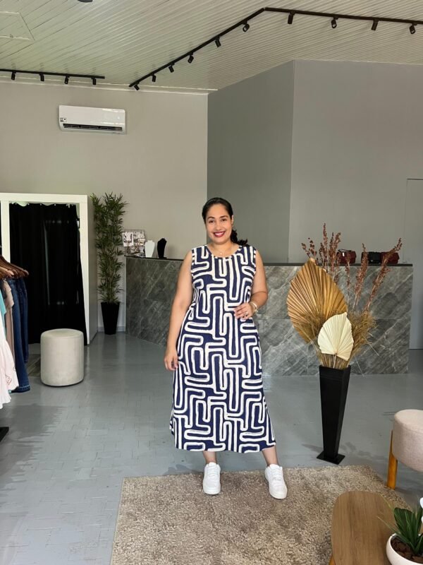 Vestido Regata Midi Moletinho Estampado