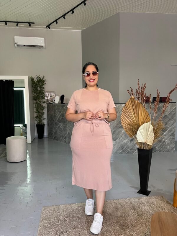 Conjunto Moletinho Saia Midi com Fenda e Blusa - Image 5
