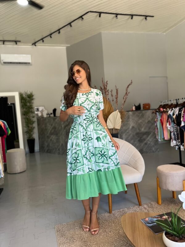 Vestido Curto Estampado com Lastex - Romper da Manhã - Image 4