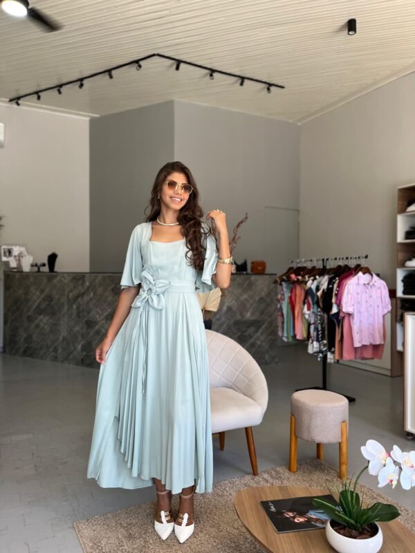 Vestido Longo com Cinto de Flor  - Romper da Manhã - Image 3
