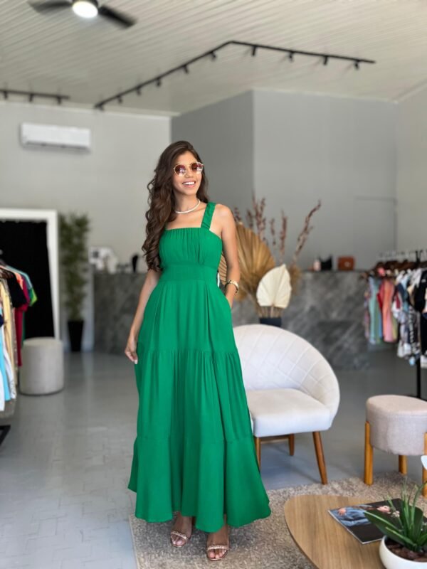 Vestido Longo de Alça com Fenda lateral - Romper da Manhã