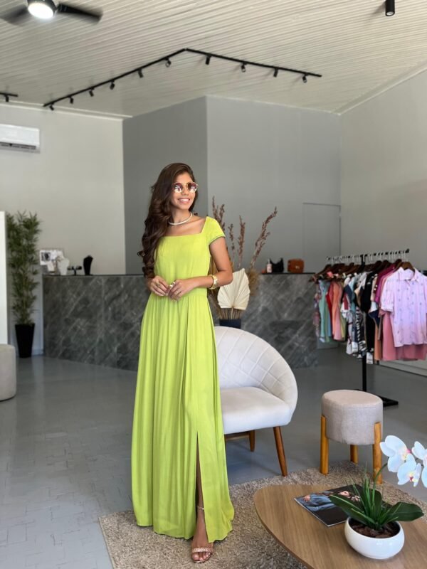 Vestido Longo Verde Lima com Fenda - Sol da Justiça - Image 3