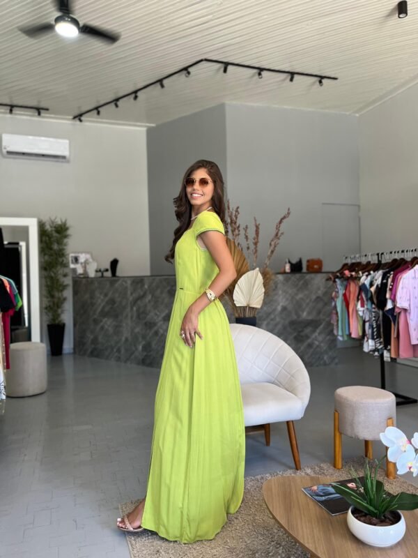 Vestido Longo Verde Lima com Fenda - Sol da Justiça - Image 2