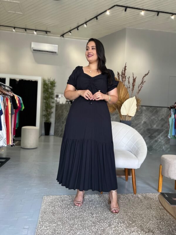 Vestido Longo Preto com Franzido na frente - Sol da Justiça - Image 3