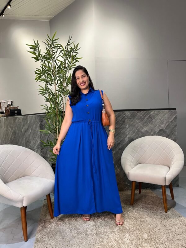 Vestido Cavado Longo Azul - Sol da Justiça