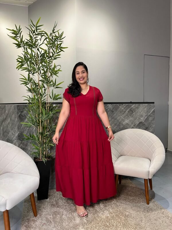 Vestido Marsala Longo com Gripir - Sol da Justiça