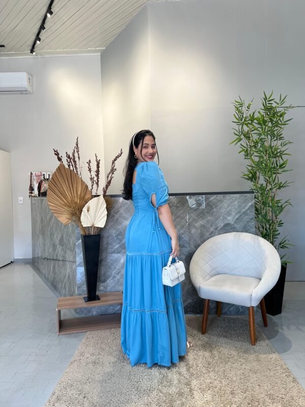 Vestido Longo Azul Elegante Viscolinho - Sol da Justiça - Image 2
