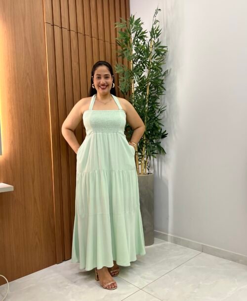 Vestido Longo Verde Mint Elegante (GG)