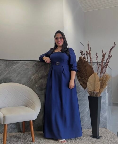 Vestido Longo Linho Duna Elegante (G)