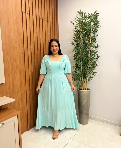 Vestido Viscolinho Premium Com Babado Exclusivo (GG)