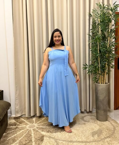 Vestido Longo Viscolinho Premium Com Amarração (GG)