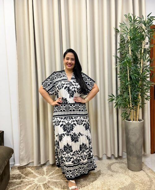 Vestido Longo Viscolinho Com Amarração (G/GG)