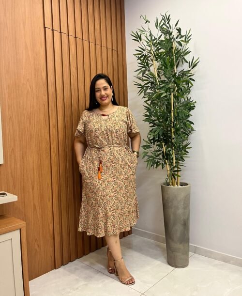 Vestido Mídi Flare Com Cinto (G)