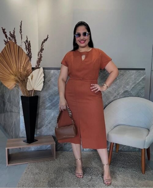 Vestido Linho Com Cinto Cordão (M)