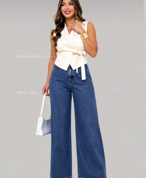 Calça Wide Leg Jeans Premium