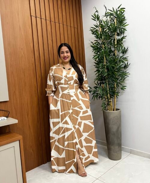 Vestido Chemise Longo estampado – Elegância Atemporal