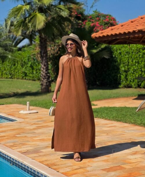 Vestido Longo Creponado Premium TAM: U  36/42 ( Brumari )